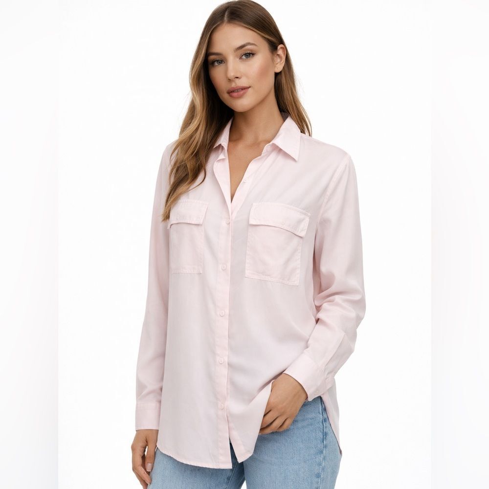 Aritzia Babaton Light Pink Lyocell Button Down